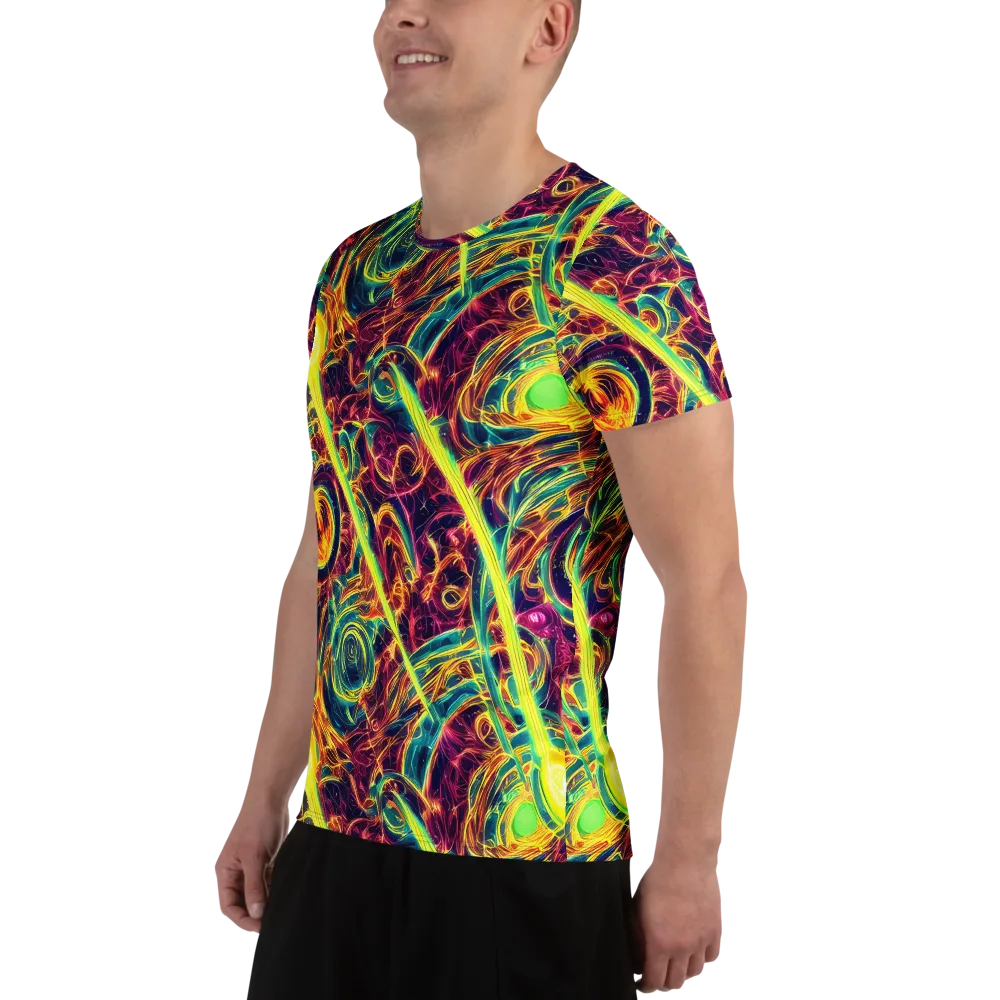 Fuchsia Thunder on Men's Athletic T-Shirt — Left
