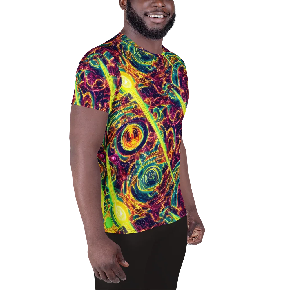 Fuchsia Thunder on Men's Athletic T-Shirt — Right
