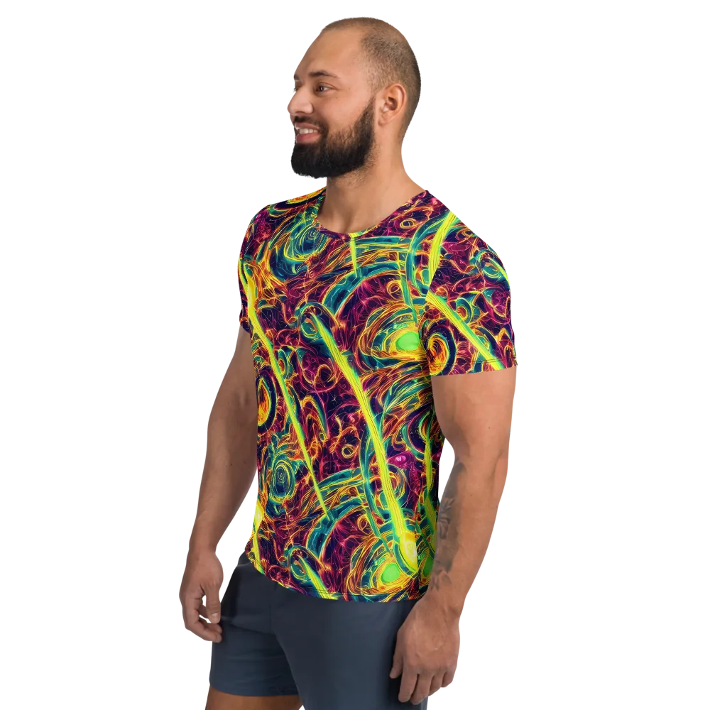 Fuchsia Thunder on Men's Athletic T-Shirt — Left