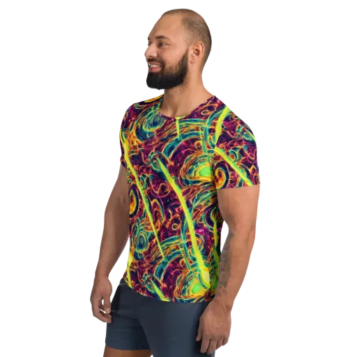 Fuchsia Thunder on a Men's Athletic T-Shirt