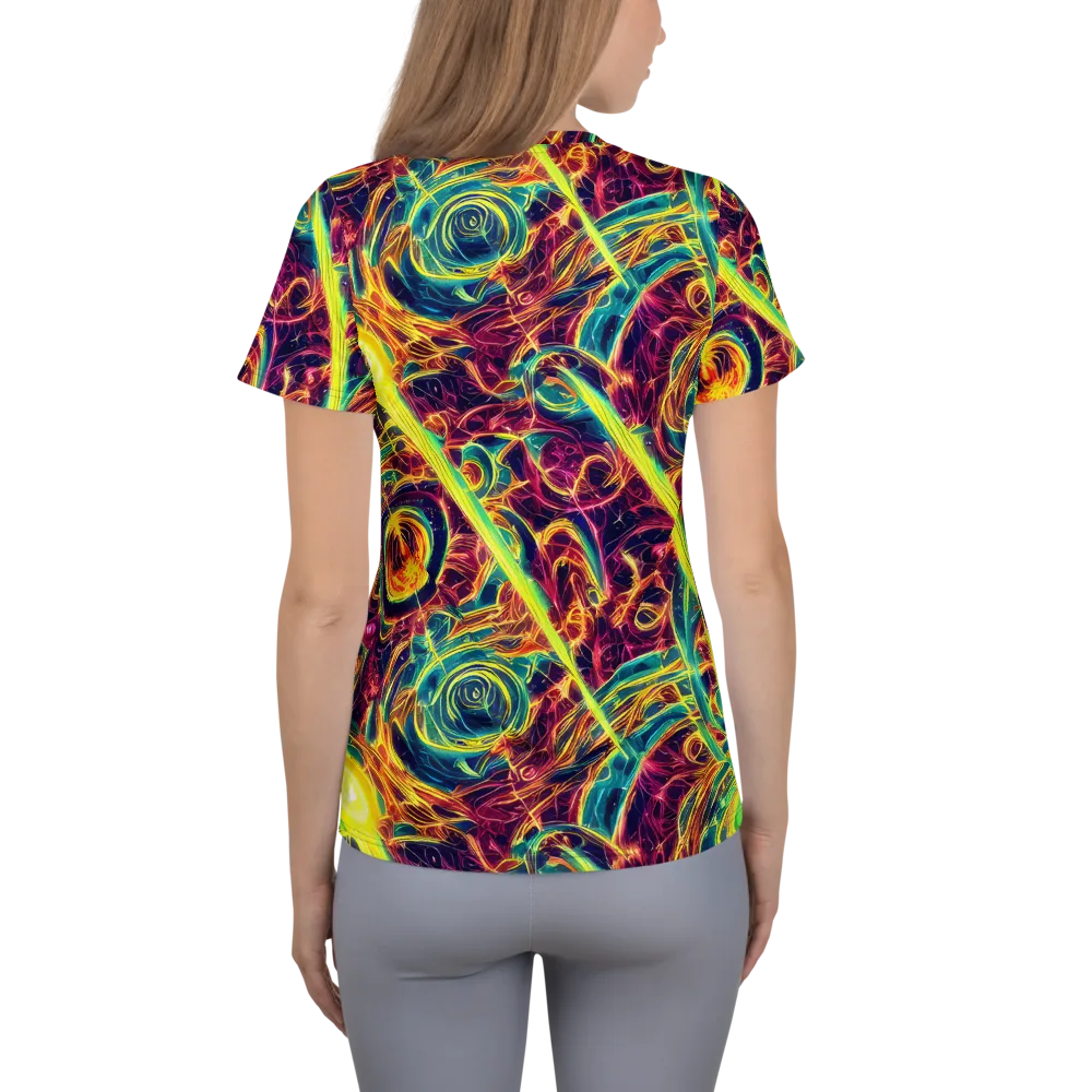 Fuchsia Thunder on Women's Athletic T-Shirt — Back