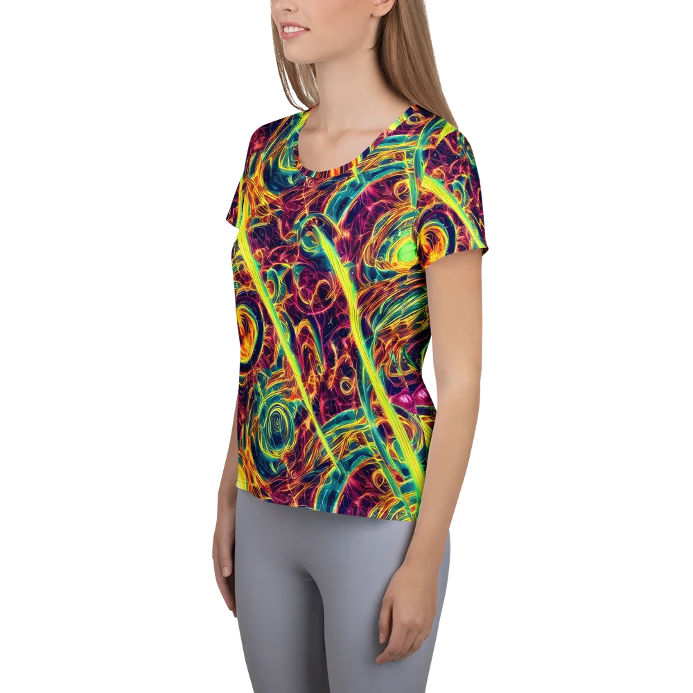 Fuchsia Thunder on Women's Athletic T-Shirt — Left