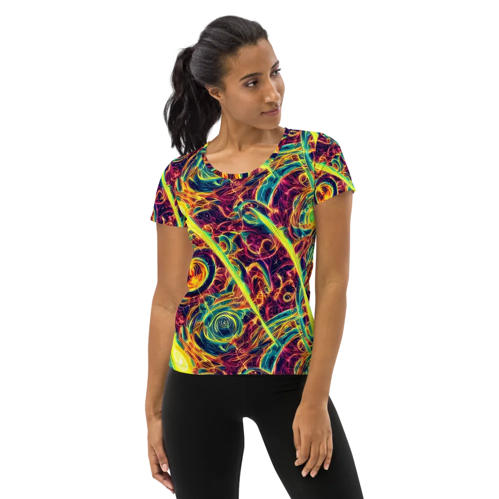 Fuchsia Thunder on Women's Athletic T-Shirt — Front