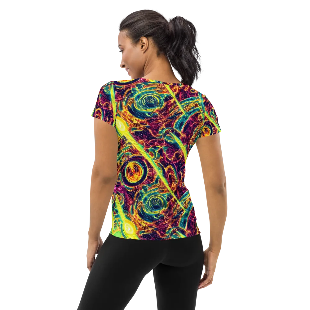 Fuchsia Thunder on Women's Athletic T-Shirt — Back