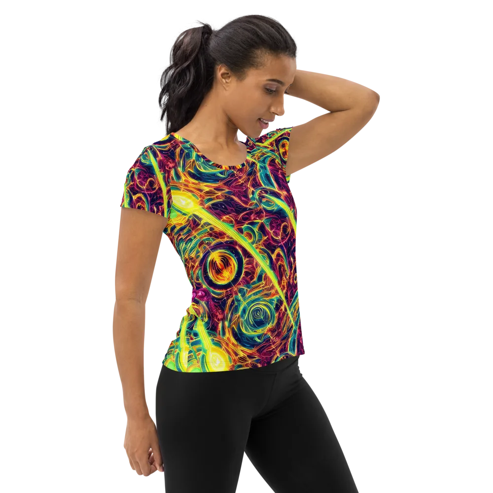 Fuchsia Thunder on Women's Athletic T-Shirt — Right