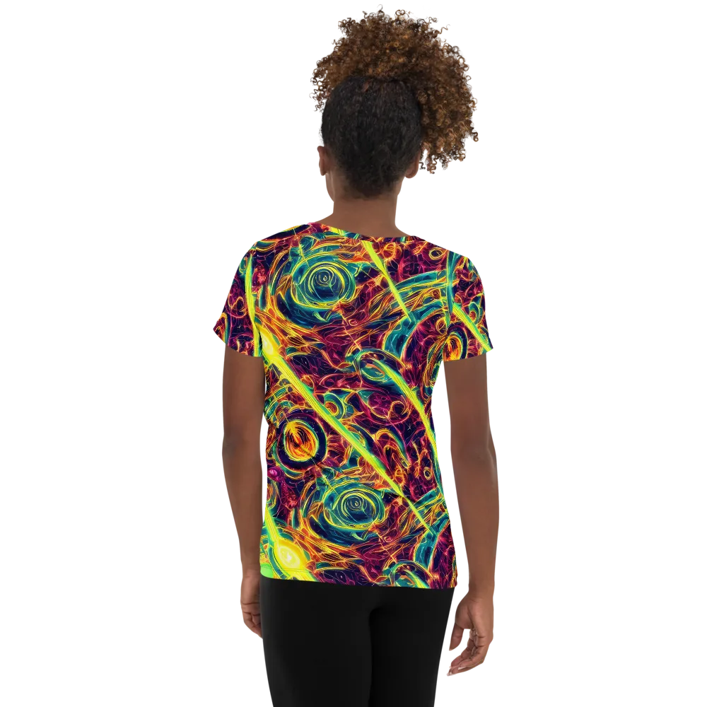 Fuchsia Thunder on Women's Athletic T-Shirt — Back
