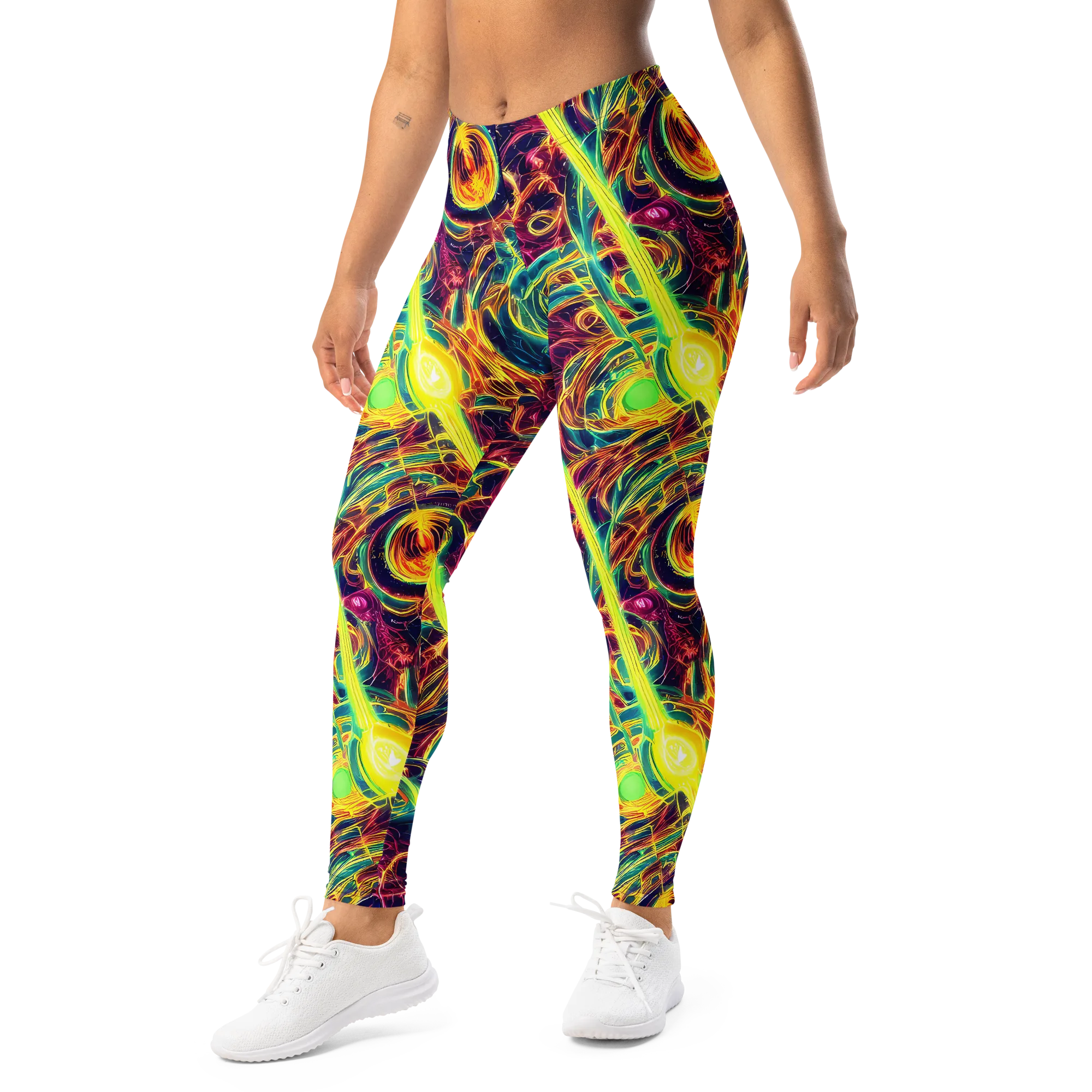 Fuchsia Thunder on Leggings — Left Front