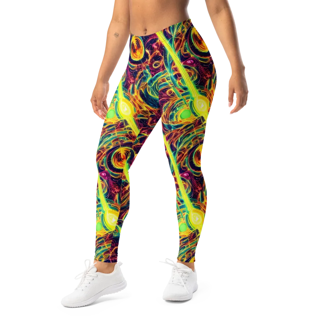 Fuchsia Thunder on Leggings — Left Front