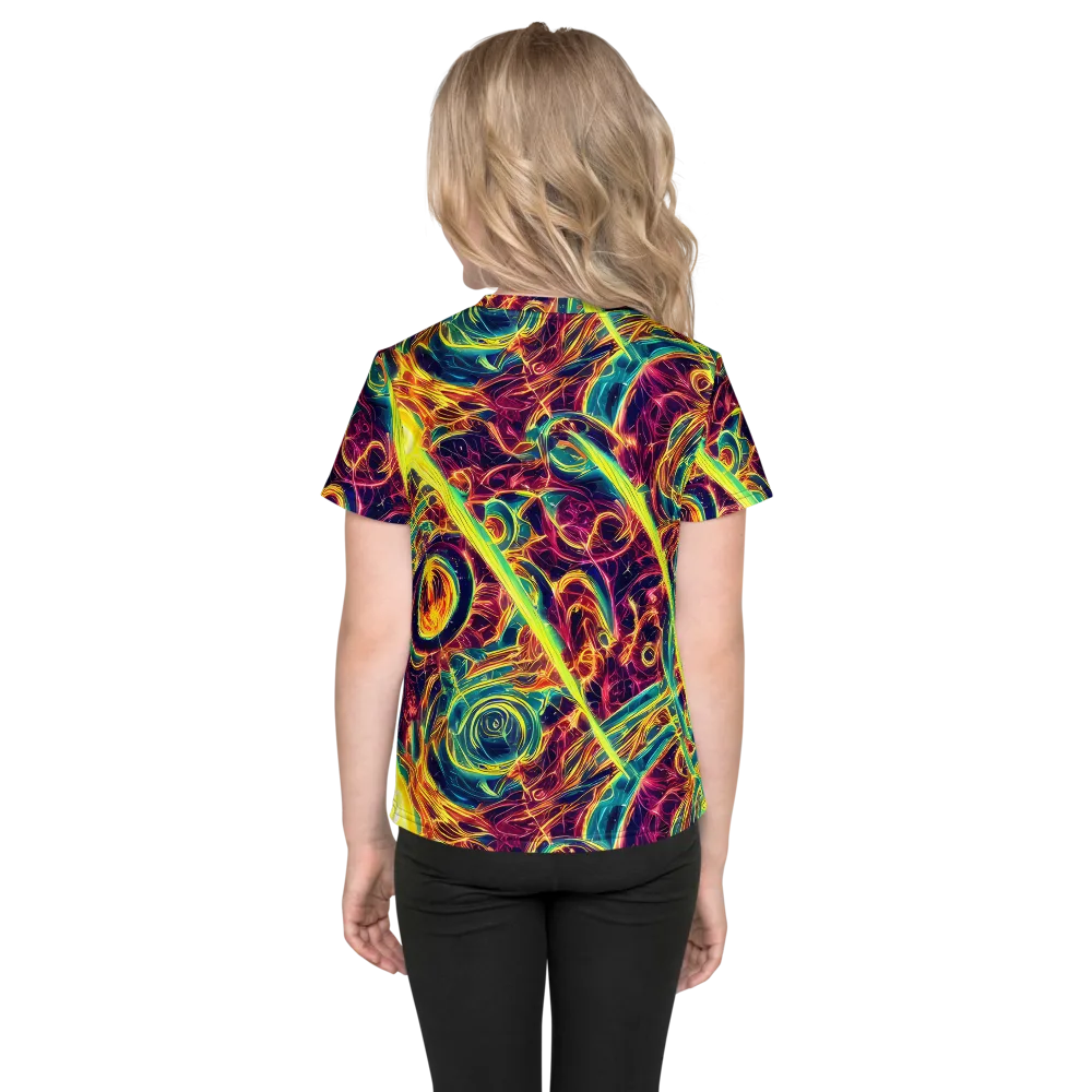 Fuchsia Thunder on Kids Crew Neck T-Shirt — Back