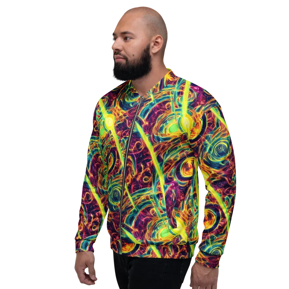 Fuchsia Thunder on Bomber Jacket — Left
