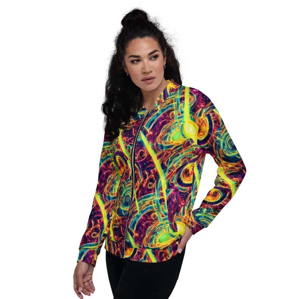 Fuchsia Thunder on Bomber Jacket — Left