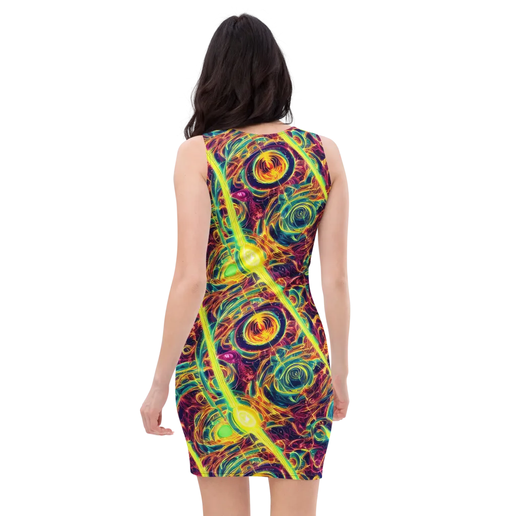 Fuchsia Thunder on Bodycon Dress — Back