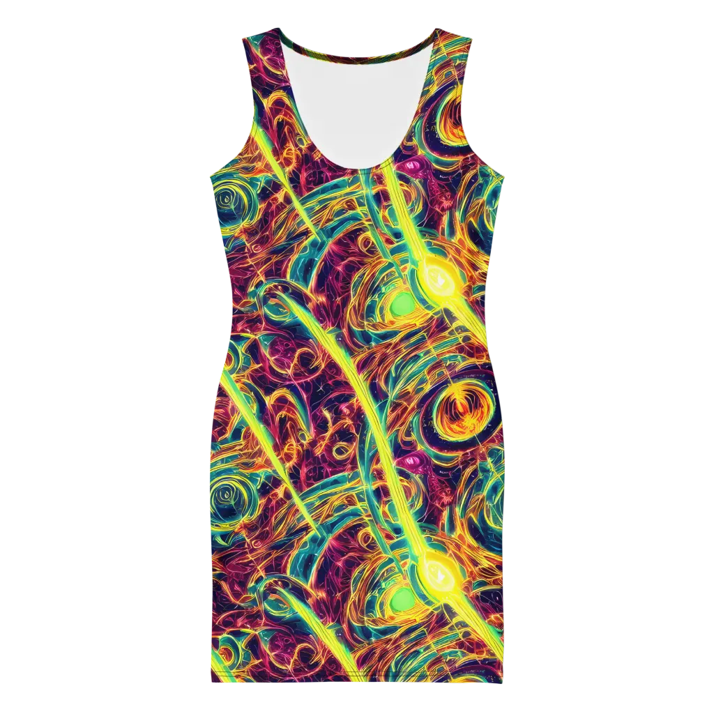 Fuchsia Thunder on Bodycon Dress — Front