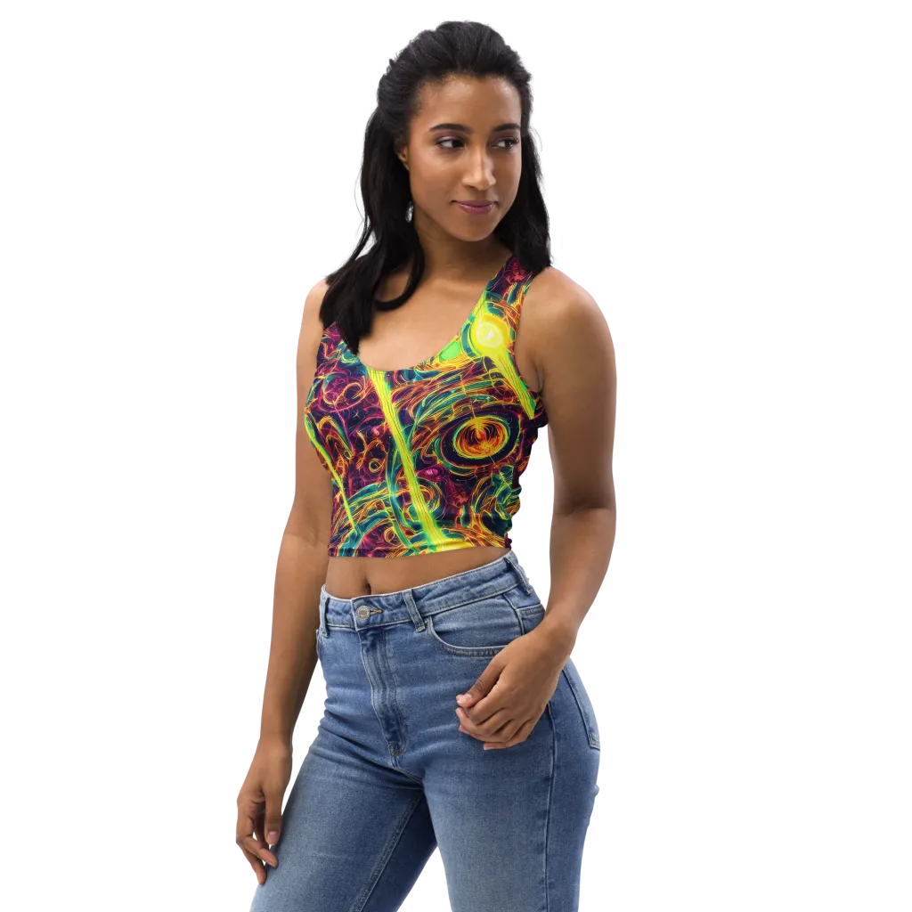 Fuchsia Thunder on Crop Top — Left Front