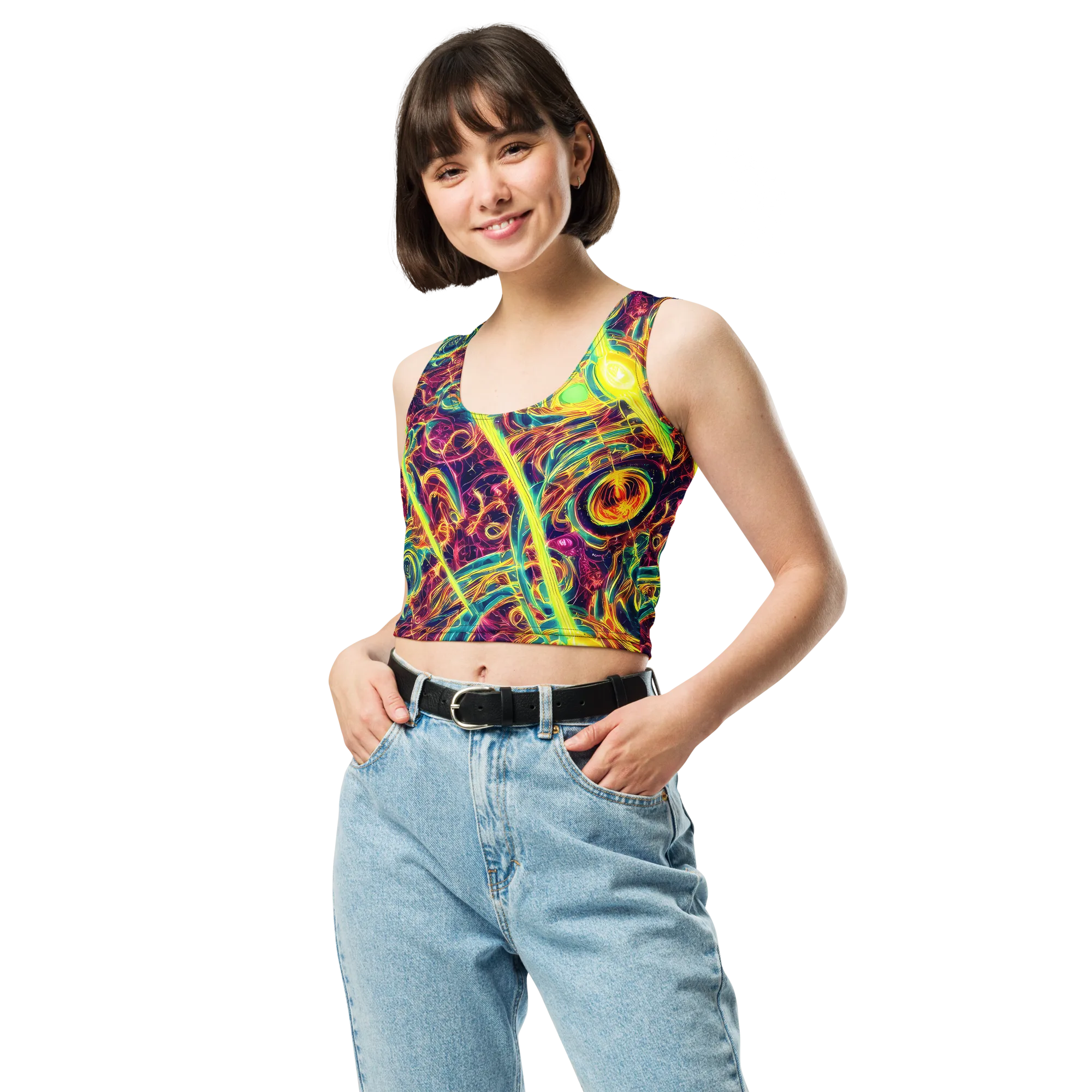 Fuchsia Thunder on Crop Top — Front