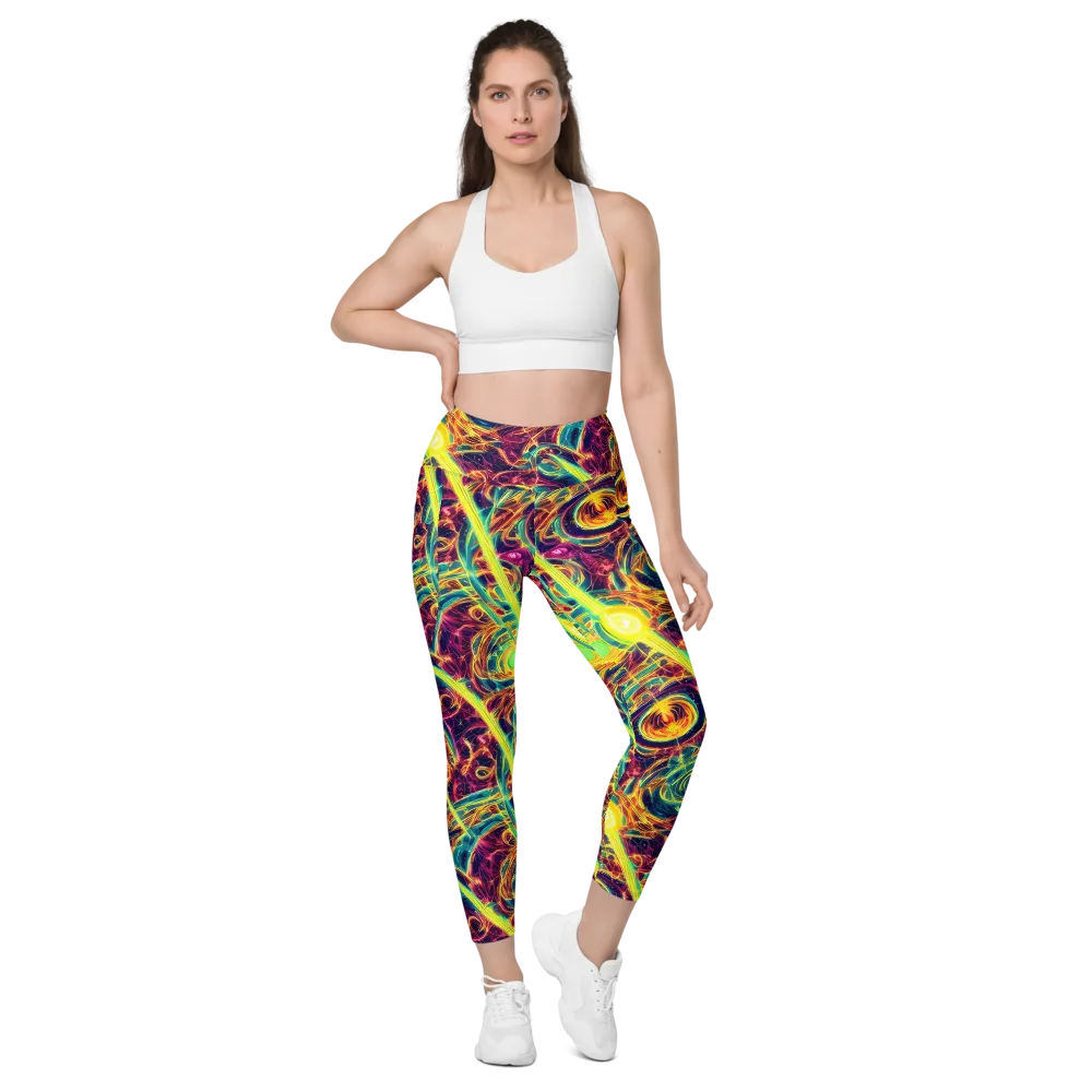Fuchsia Thunder on Leggings with Pockets — Front