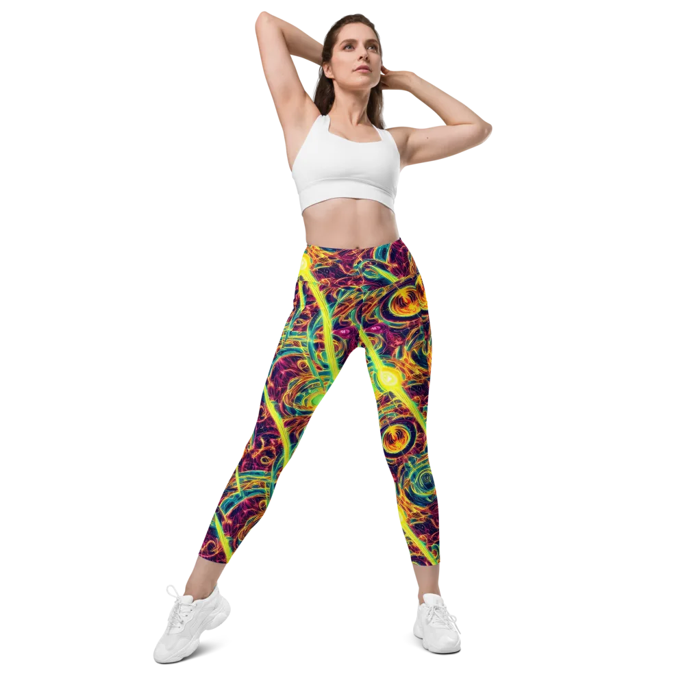 Fuchsia Thunder on Leggings with Pockets — Front