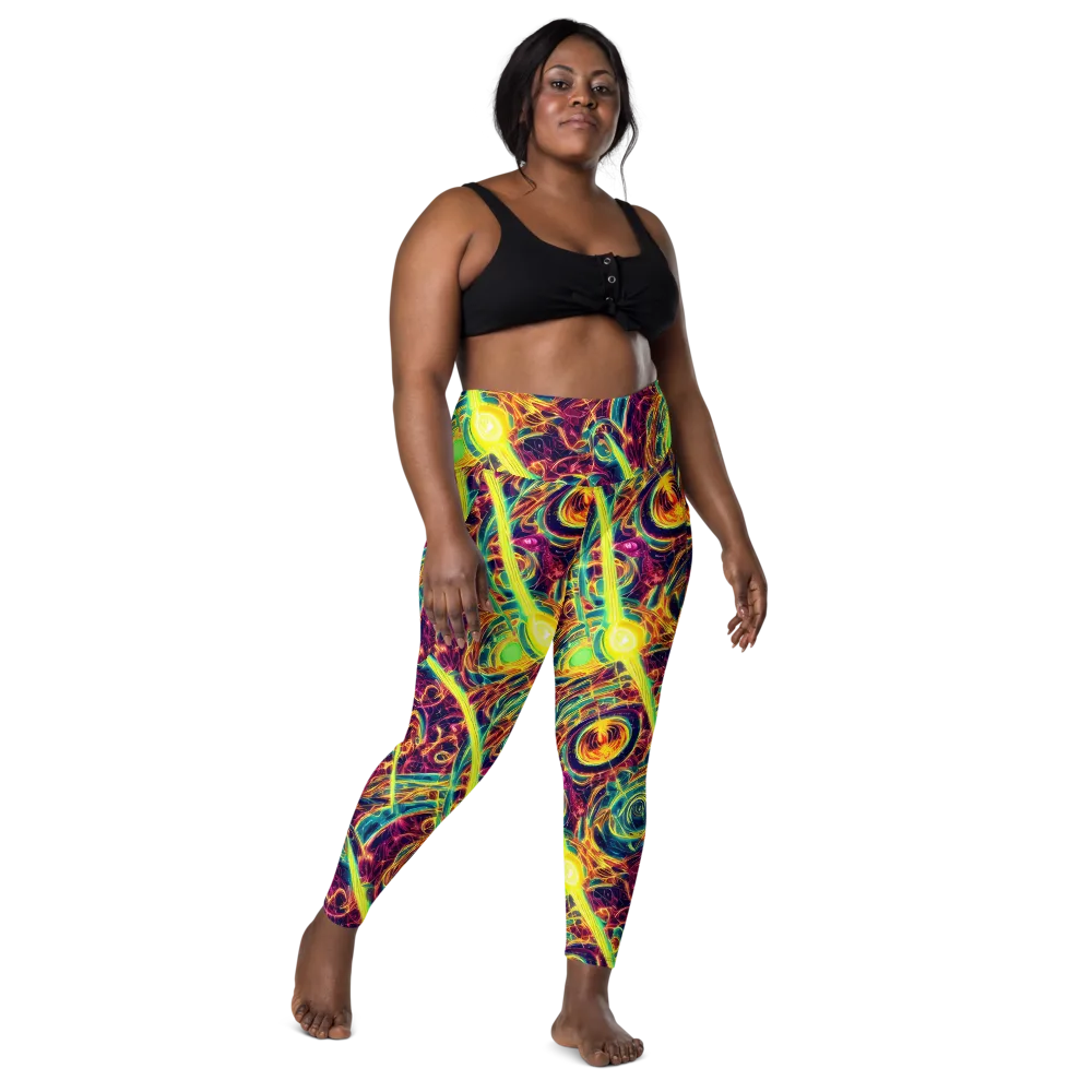Fuchsia Thunder on Leggings with Pockets — Front
