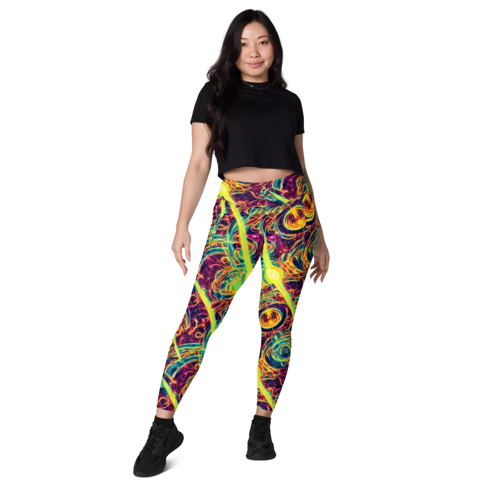 Fuchsia Thunder on Leggings with Pockets — Front