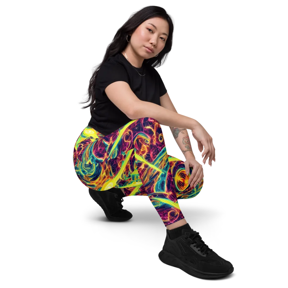 Fuchsia Thunder on Leggings with Pockets — Right Front