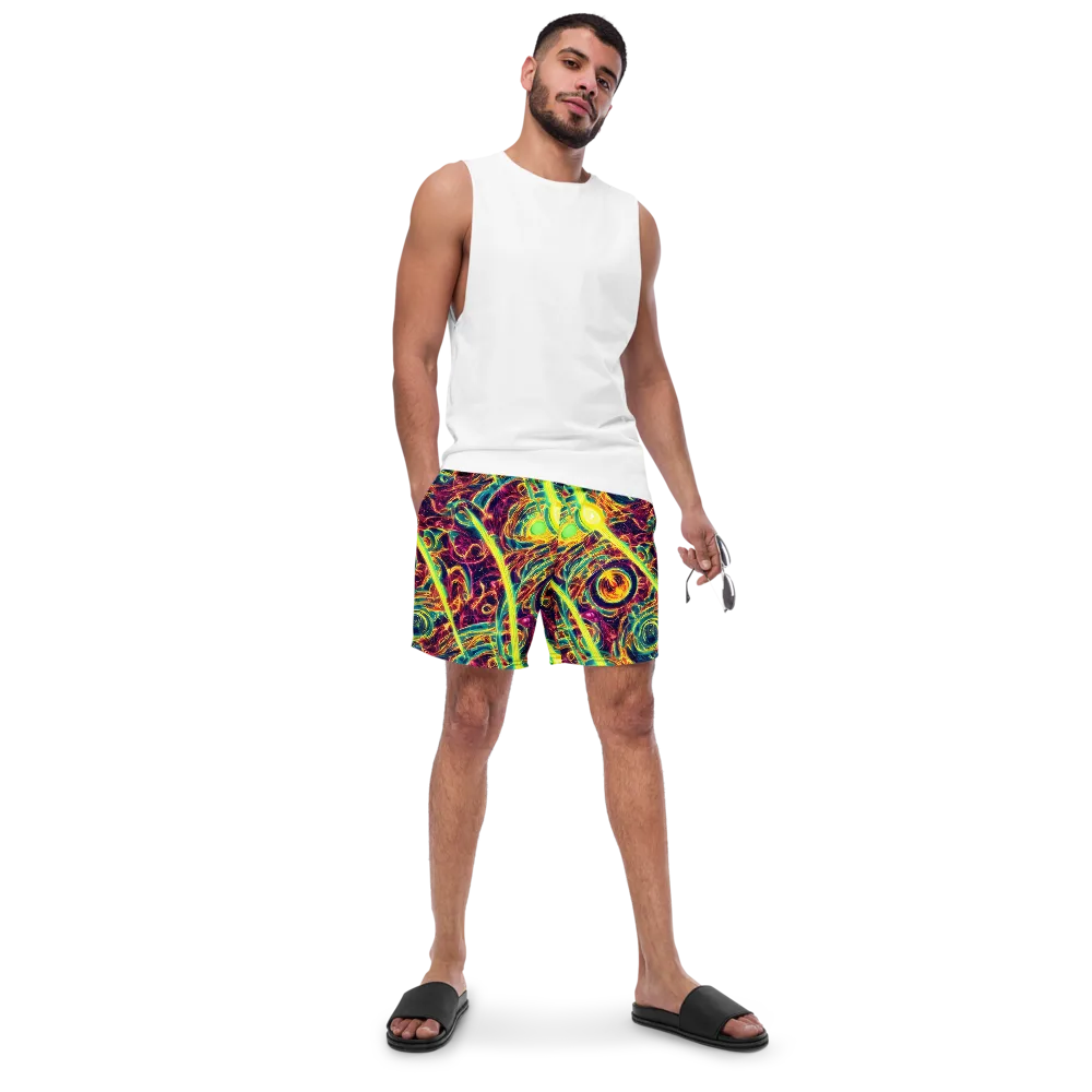 Fuchsia Thunder on Swim Trunks — Front