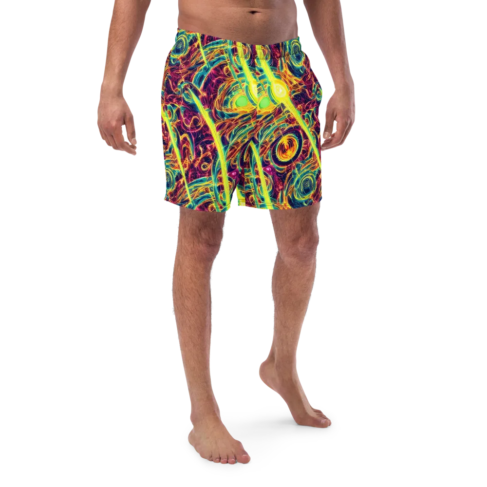 Fuchsia Thunder on Swim Trunks — Front
