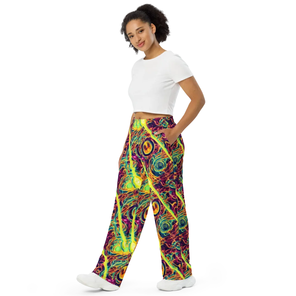 Fuchsia Thunder on Wide-Leg Pants — Left Front