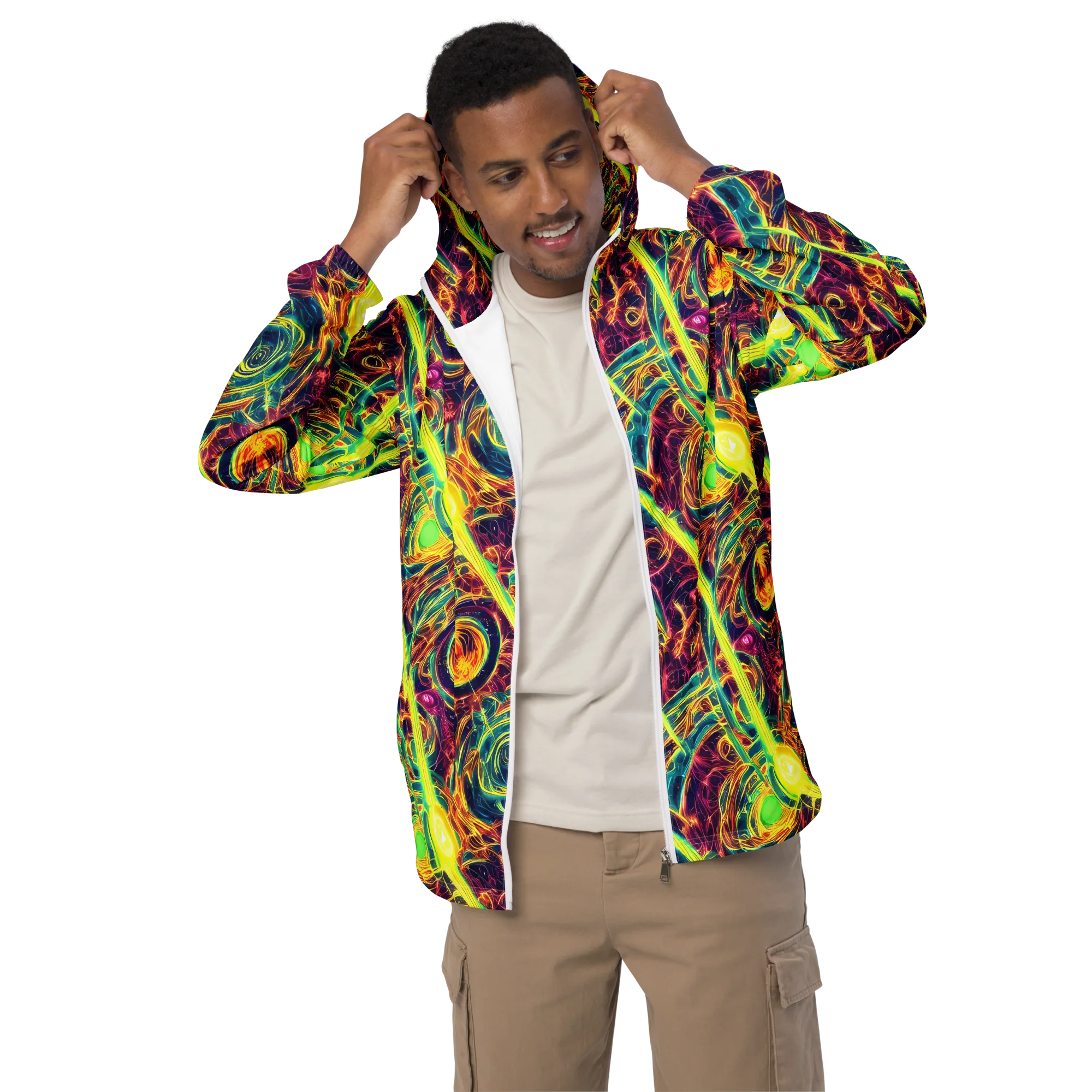 Fuchsia Thunder on Men's Windbreaker — Front