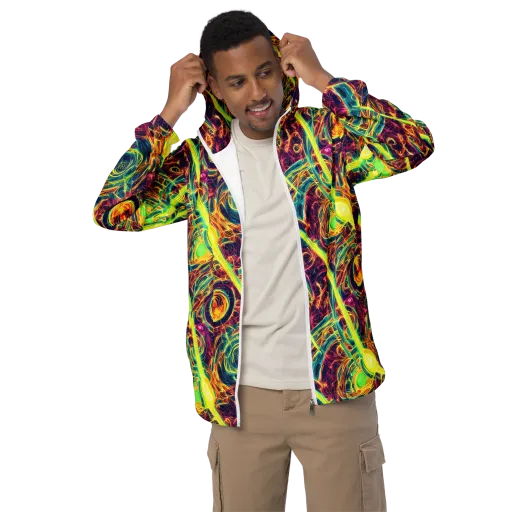 Fuchsia Thunder on a Men's Windbreaker