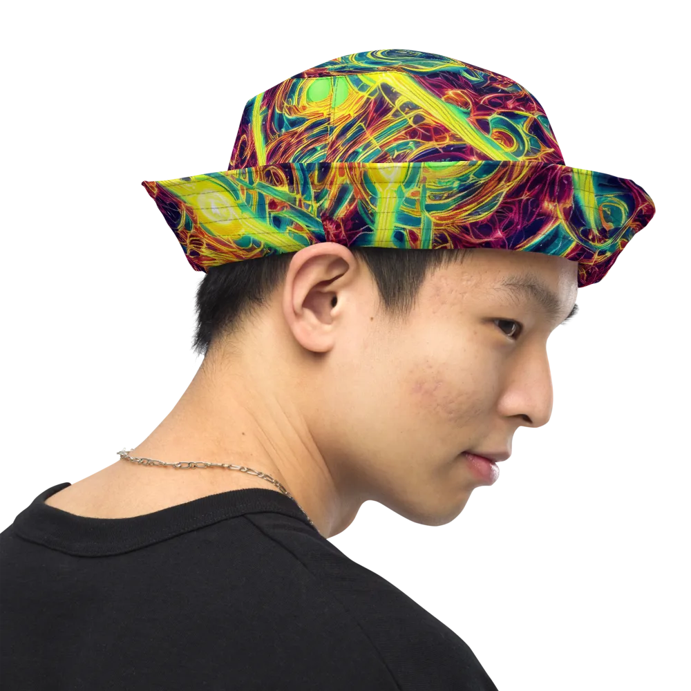 Fuchsia Thunder on Reversible Bucket Hat — Right Outside