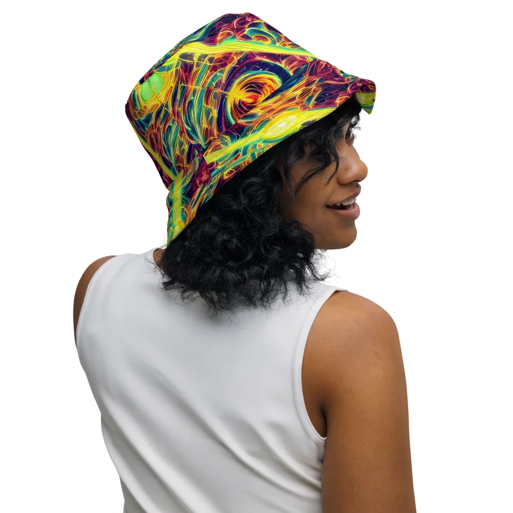 Fuchsia Thunder on Reversible Bucket Hat — Right Outside