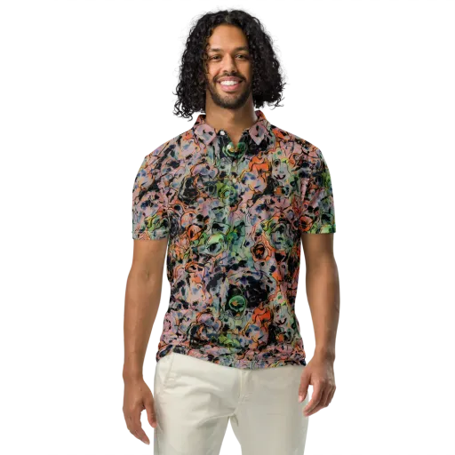 Peach Voltage on a Men's Slim Fit Polo Shirt