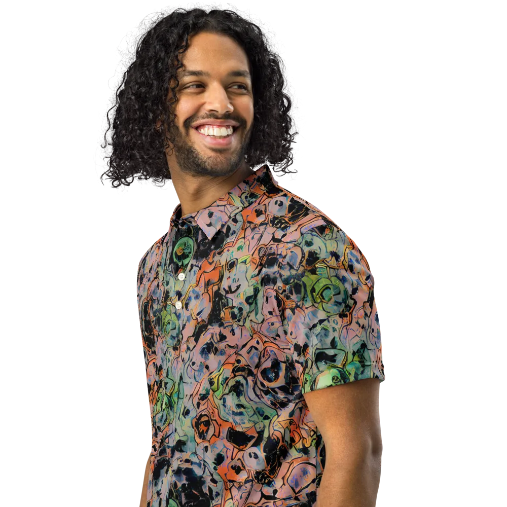 Peach Voltage on Men's Slim Fit Polo Shirt — Left Front