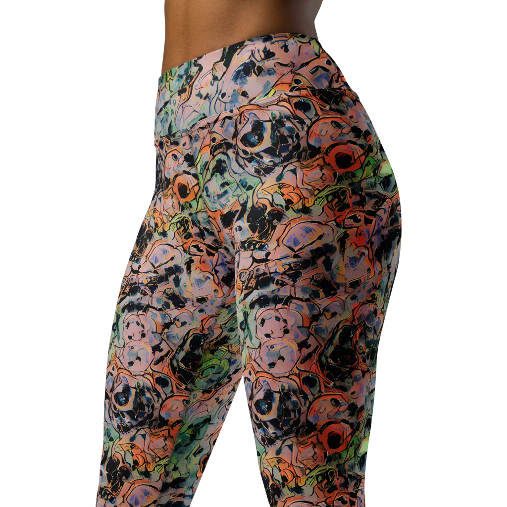 Peach Voltage on Yoga Leggings — Left Front