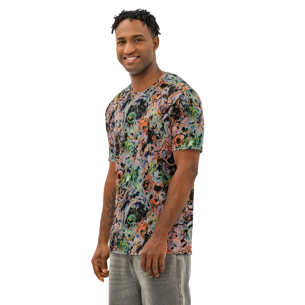 Peach Voltage on Men's Cotton Crew Neck T-Shirt — Left Front