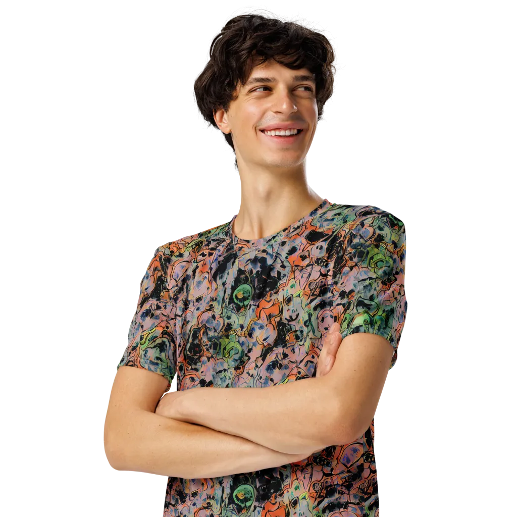 Peach Voltage on Men's Crew Neck T-Shirt — Left Front