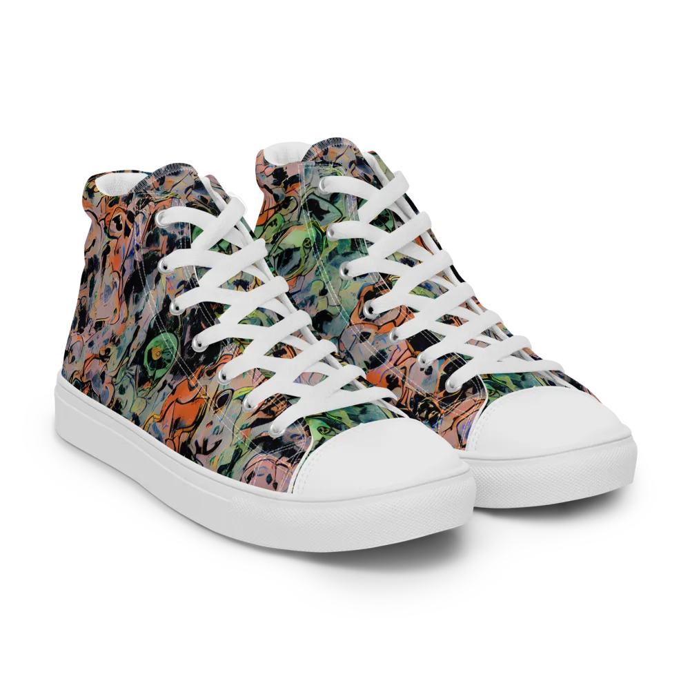 Peach Voltage on Men's High Top Canvas Shoes — Right Front
