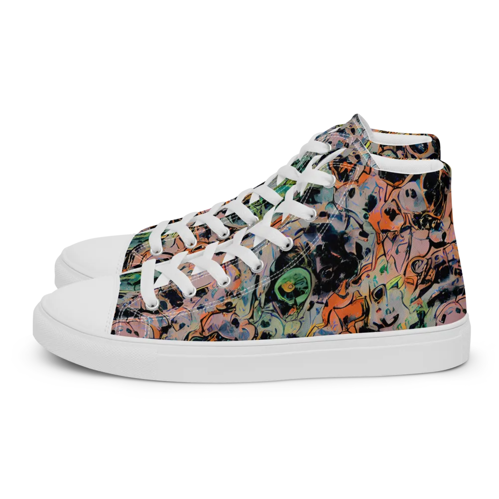 Peach Voltage on Men's High Top Canvas Shoes — Left
