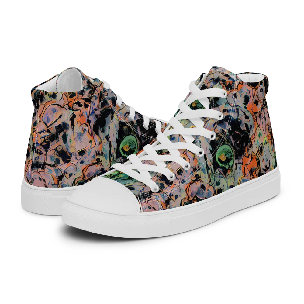 Peach Voltage on Men's High Top Canvas Shoes — Left