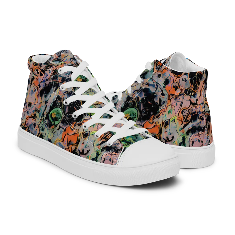 Peach Voltage on Men's High Top Canvas Shoes — Right