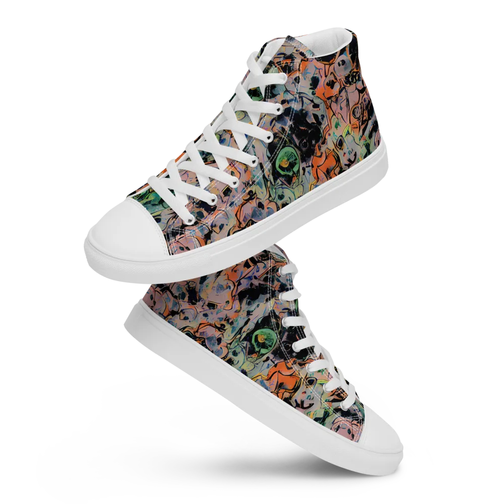 Peach Voltage on Men's High Top Canvas Shoes — Front