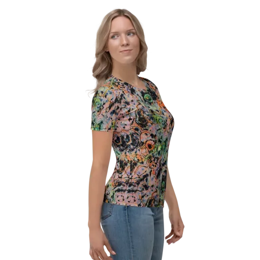 Peach Voltage on a Women's Crew Neck T-Shirt
