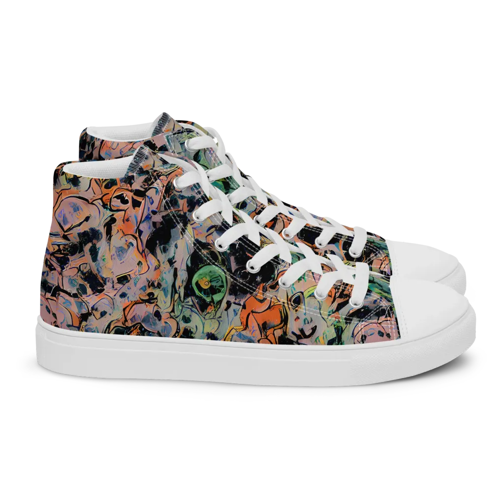 Peach Voltage on Women's High Top Canvas Shoes — Right