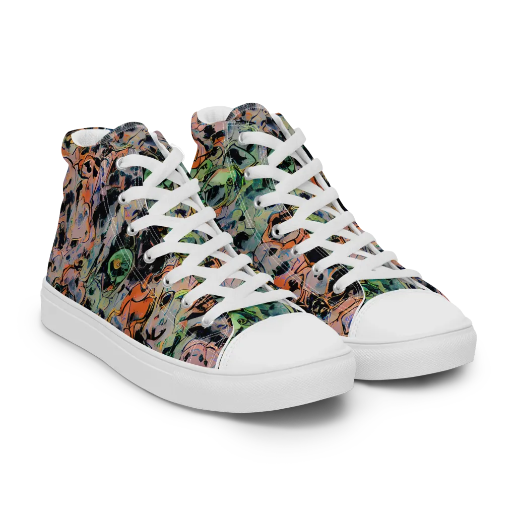 Peach Voltage on Women's High Top Canvas Shoes — Right Front