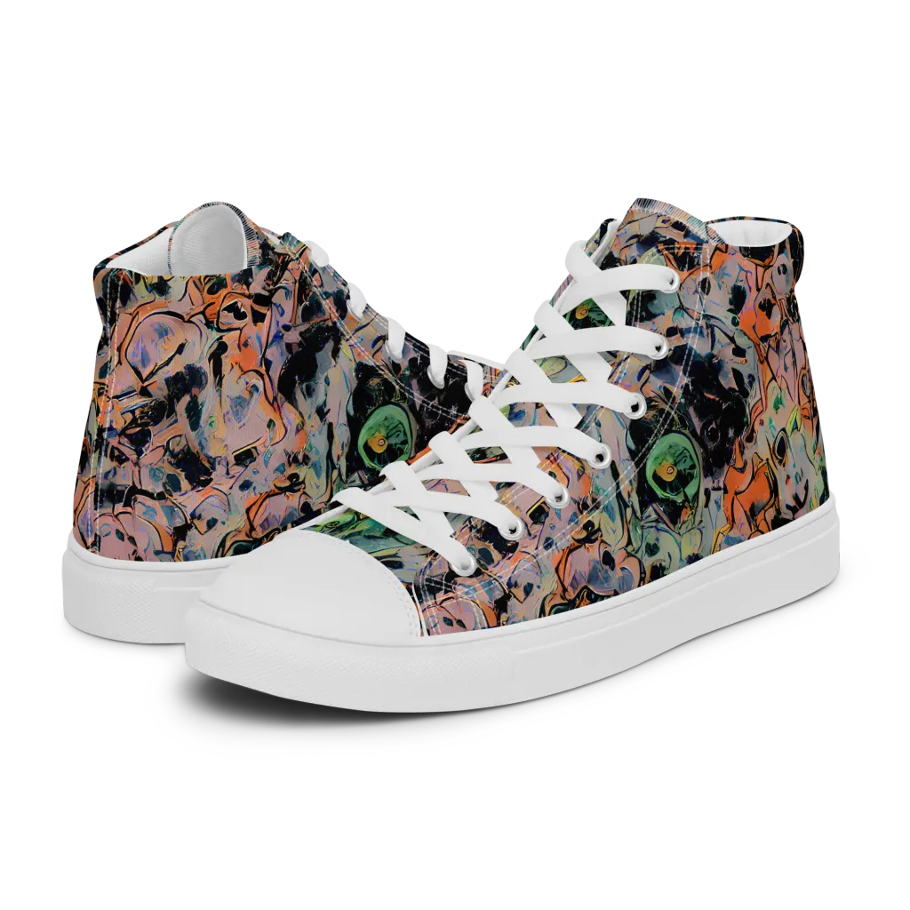 Peach Voltage on Women's High Top Canvas Shoes — Left