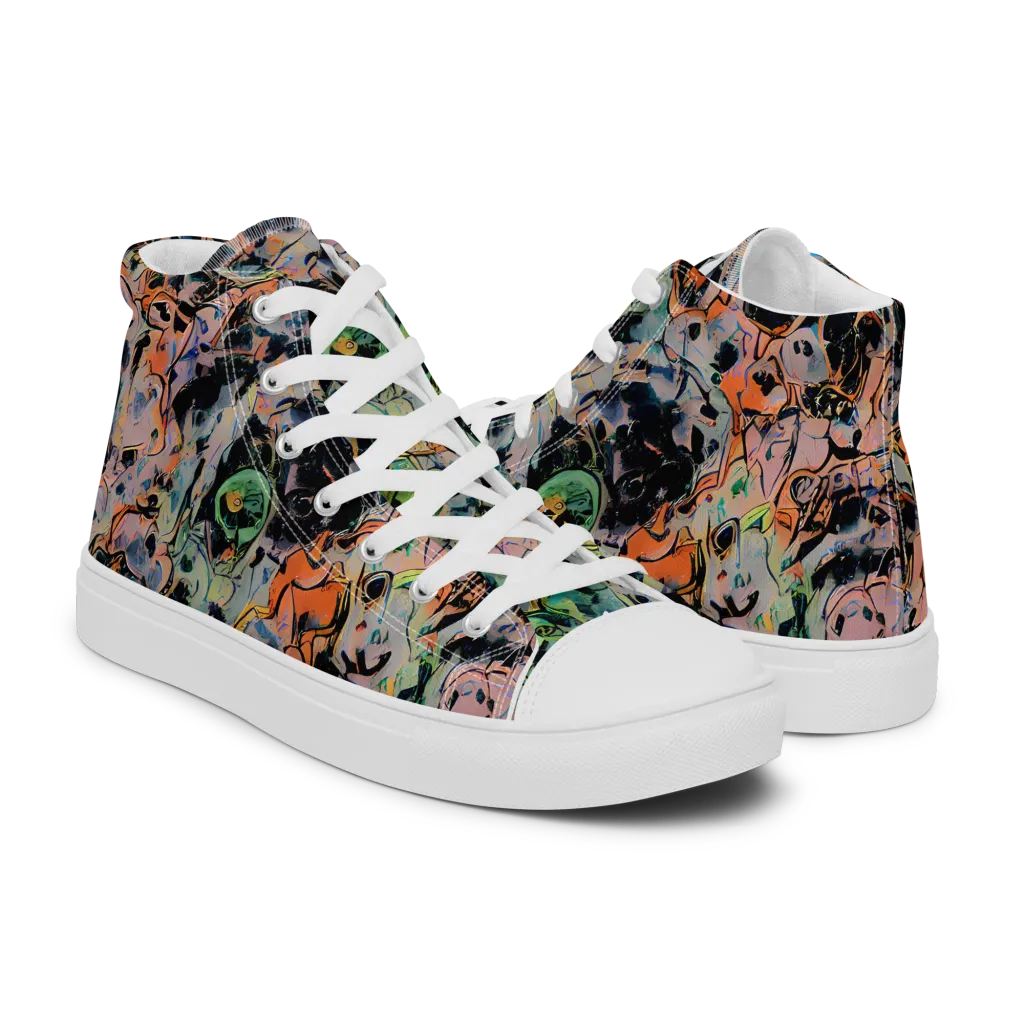 Peach Voltage on Women's High Top Canvas Shoes — Right