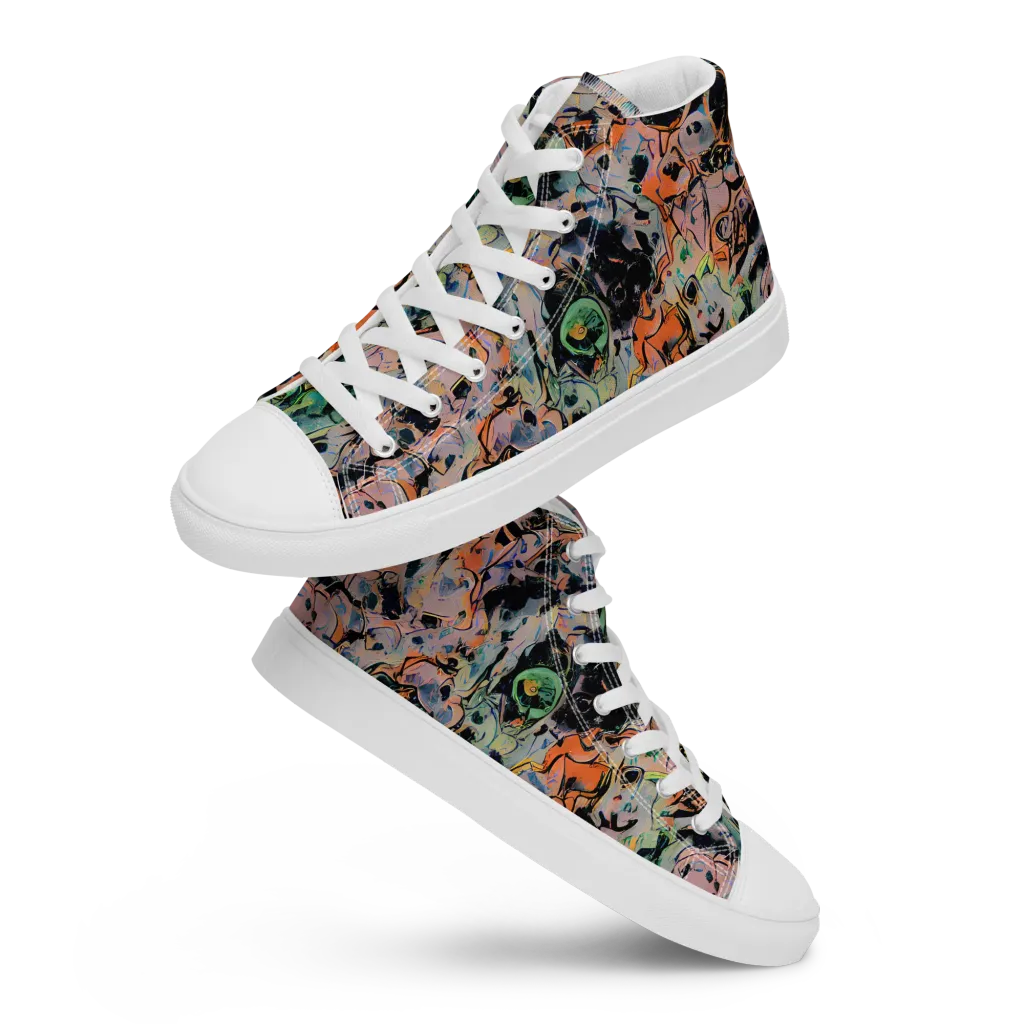 Peach Voltage on Women's High Top Canvas Shoes — Front