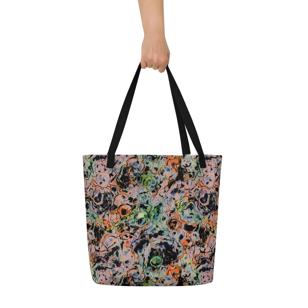 Peach Voltage on Large Tote Bag W/ Pocket — Front