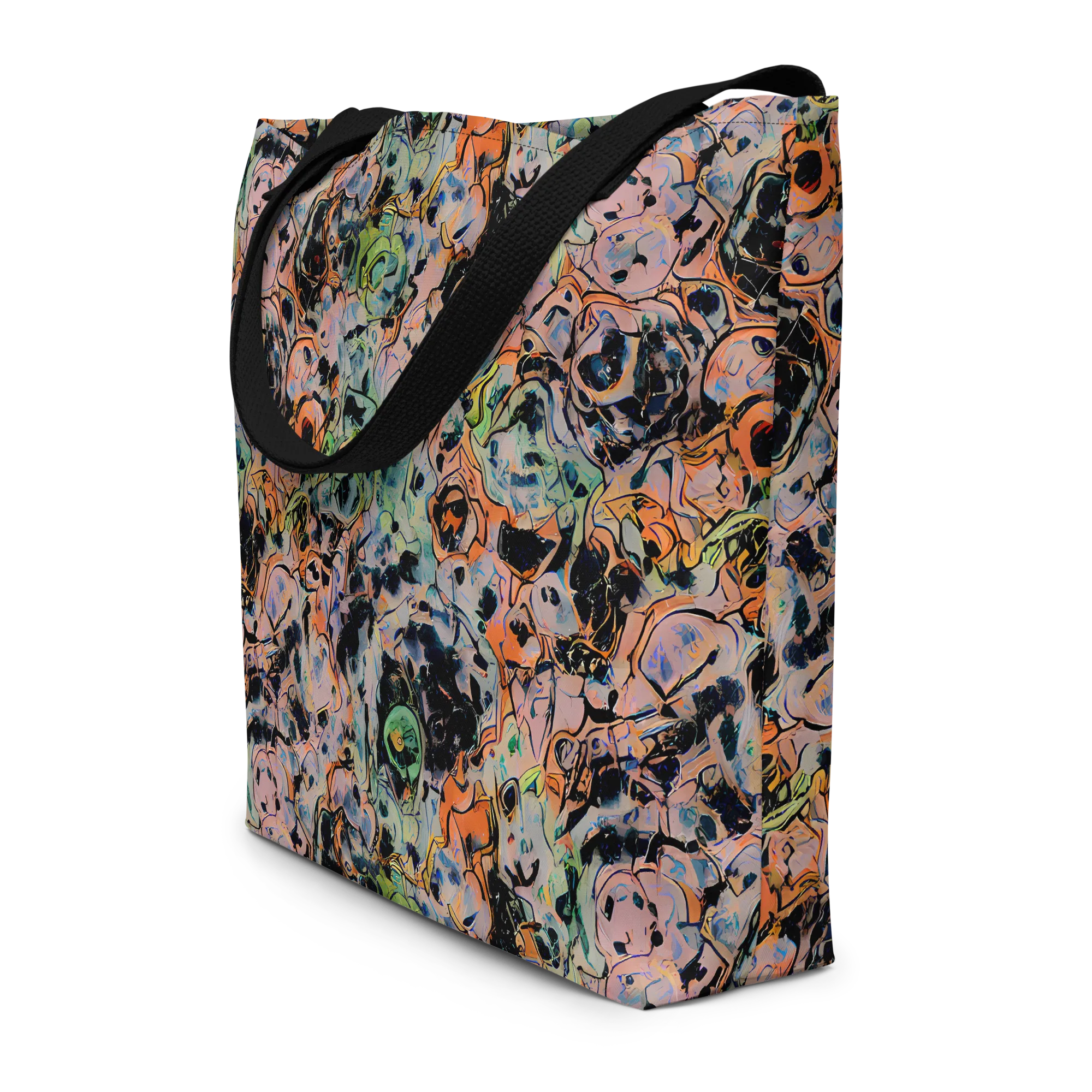 Peach Voltage on Large Tote Bag W/ Pocket — Front