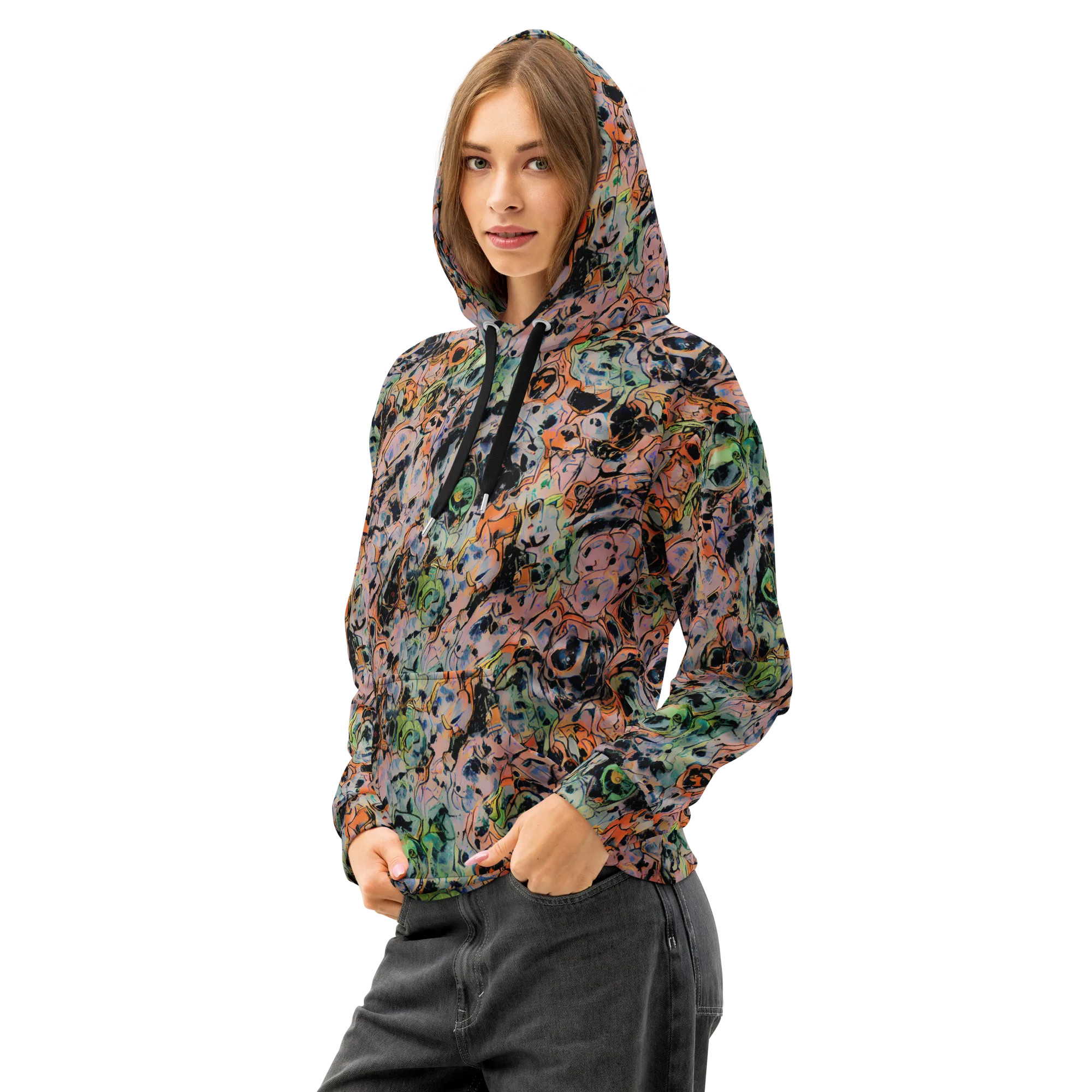Peach Voltage on Cotton Hoodie — Left Front